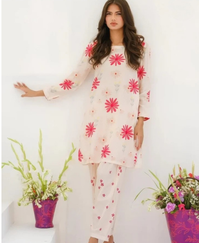Stylish Floral Self Printed Pinky
