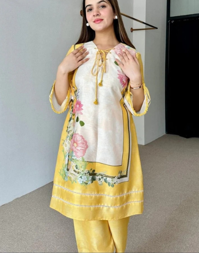 Stylish Self Printed Yellow Clove