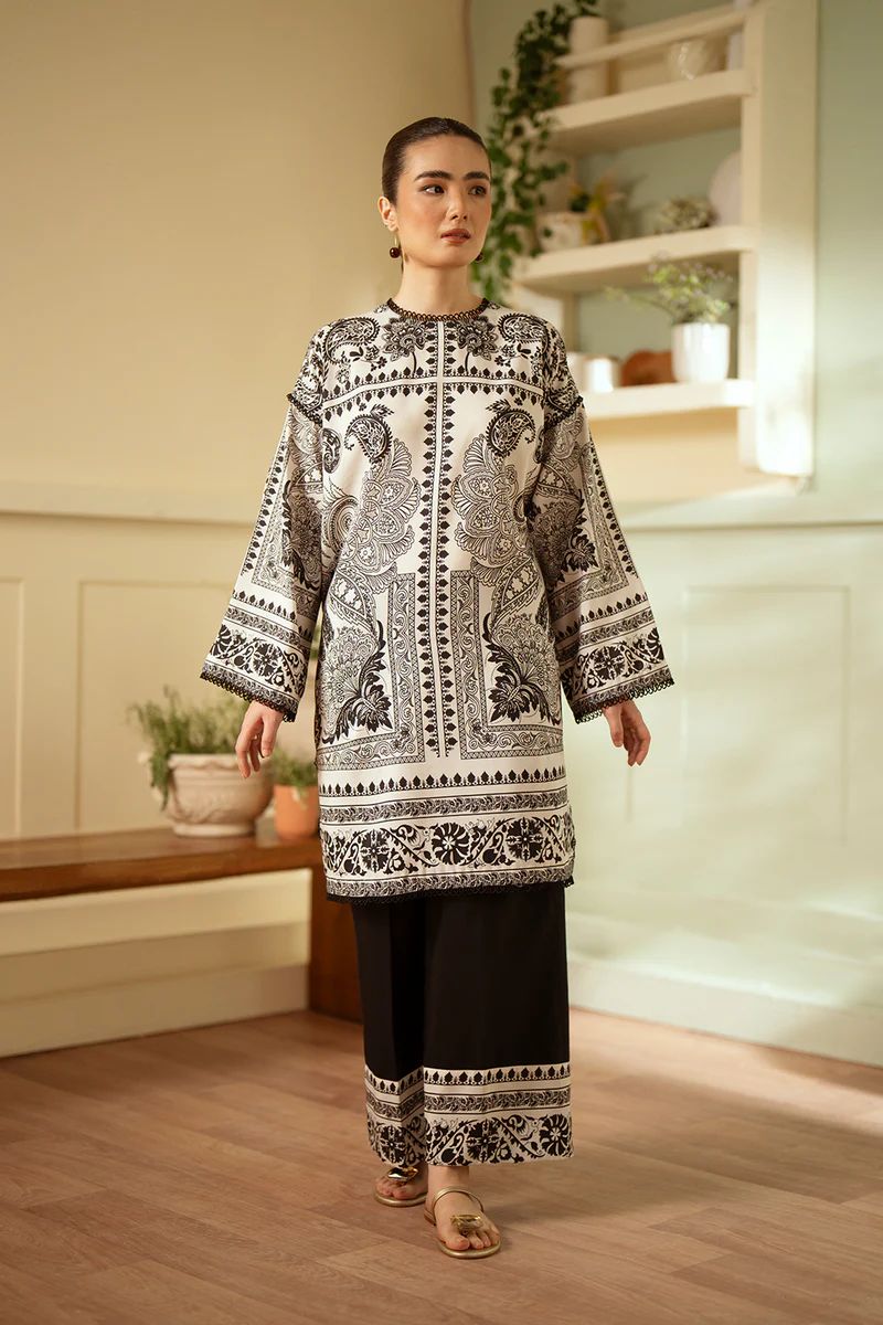 Stylish Floral Self Printed Black Beauty